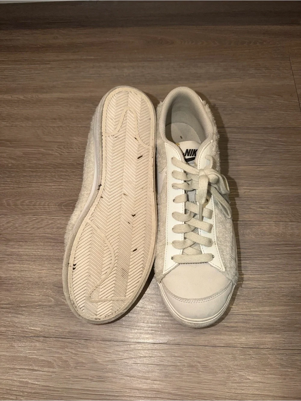 Nike Women’s Off-White Fuzzy Low-Top Sneakers